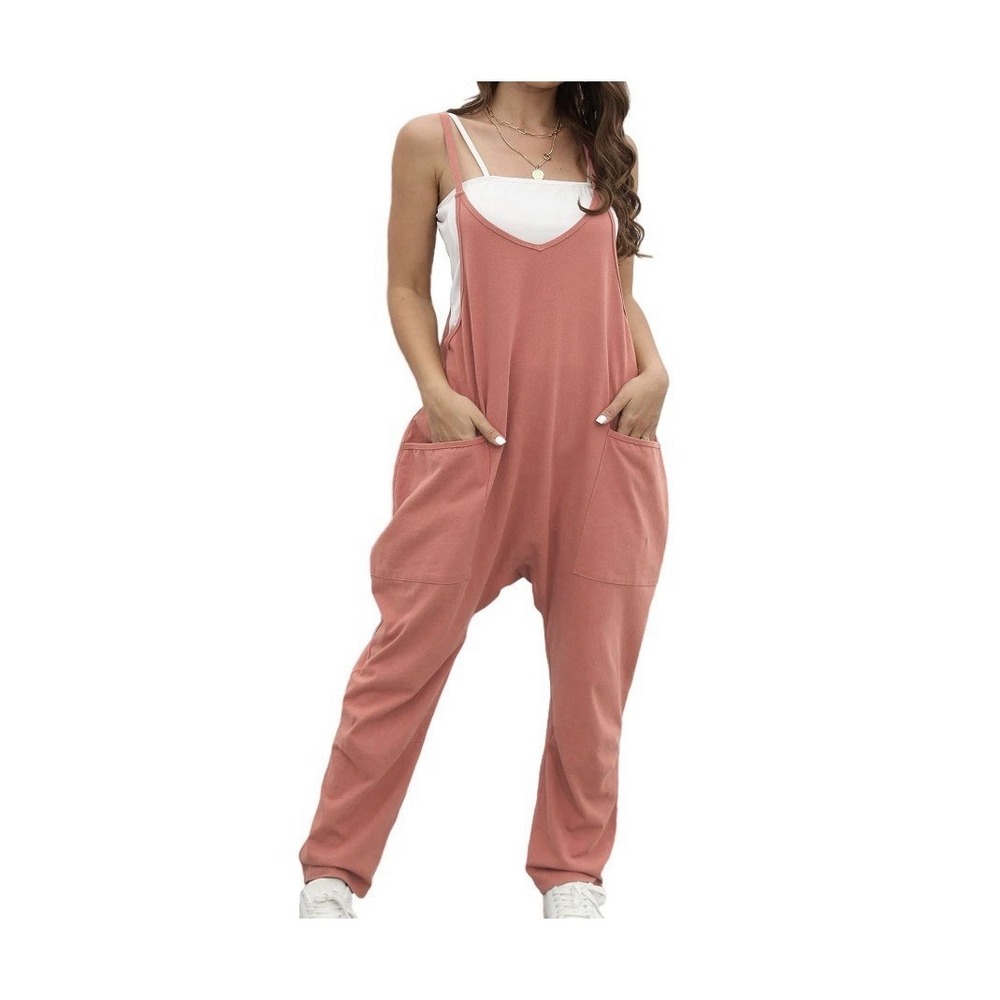 OUFEIYA Blush Baggy‎ Fit With Pockets Jumpsuit Overalls Women Size 6 / M
